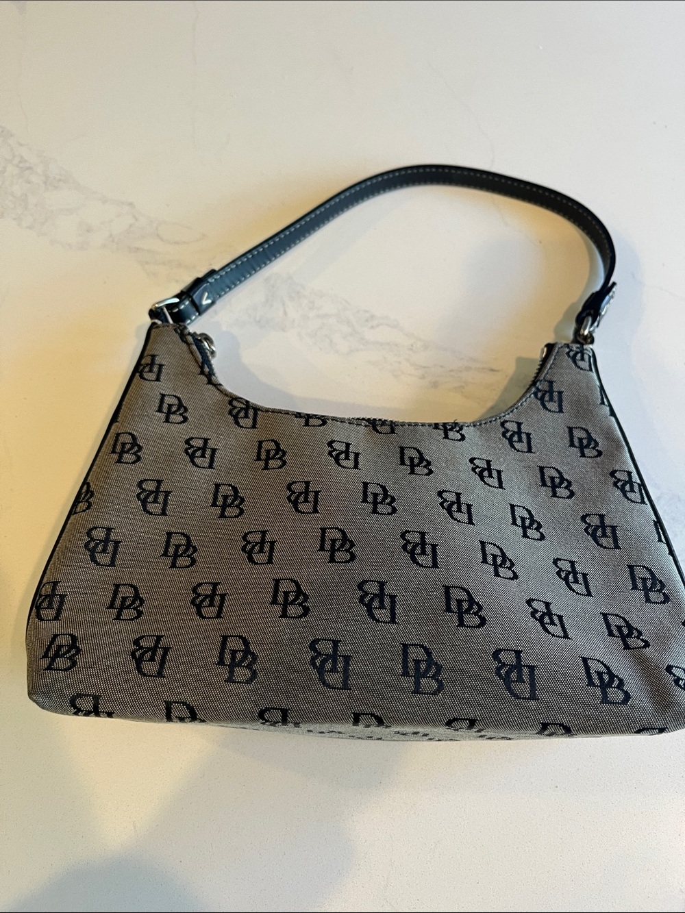 DOONEY AND BOURKE Monogram Canvas Shoulder Bag in Gray